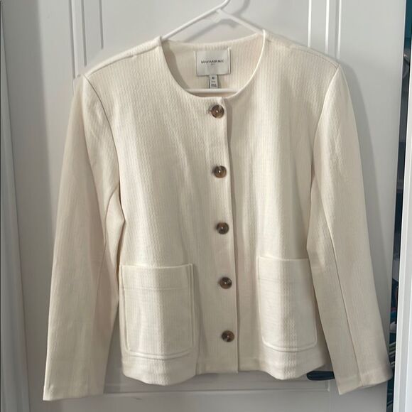 Banana Republic Factory Cream Collarless Cropped Jacket - Picture 1 of 5